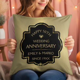金と黒の結婚50周年記念 クッション