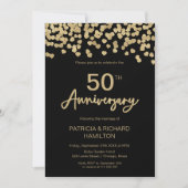 金と黒の結婚50周年記念 招待状 (正面)