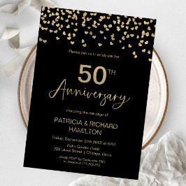 金と黒の結婚50周年記念 招待状