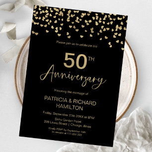 金と黒の結婚50周年記念 招待状