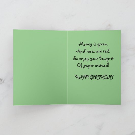 金のおもしろい緑の紙バラユーモア誕生日カード シーズンカード (内部)
