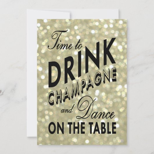 金のお正月 シャンパンを飲む時間 招待状 (正面)