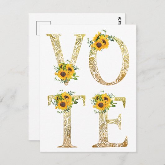 金のひまわりが投票する ポストカード (正面/裏面)