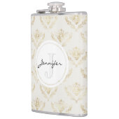 金のまわりにと王冠のモノグラム フラスク (左)