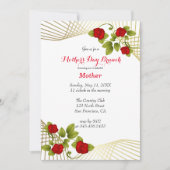 金のアクセントが付いた赤いバラの花のテンプレート 招待状 (正面)