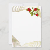 金のアクセントが付いた赤いバラの花のテンプレート 招待状 (裏面)