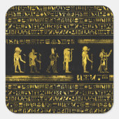 金のエジプトの神々と革の象形文字 スクエアシール (正面)