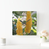 金のエビの植物の花 スクエア壁時計 (ホーム)