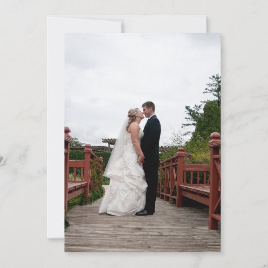 金のエレガントな書道写真の結婚式の招待状 招待状 (裏面)