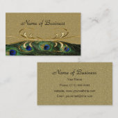 金のエレガント渦巻き孔雀の羽二重サイド 名刺 (正面/裏面)
