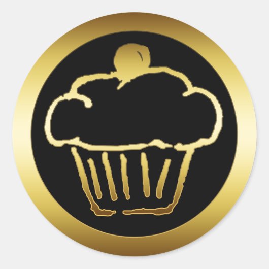 金のカップケーキ ラウンドシール (正面)