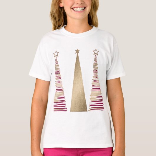 金のクリスマスツリーTシャツ Tシャツ (正面)