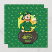 金のコップを持ったカートゥーンの妖精 招待状 (正面/裏面)