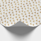 金のジンジャーブレッドのトナカイのクリスマスパターン ラッピングペーパー (角)