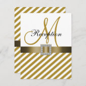金のストライプのリボン 結婚式披露宴招待状 招待状 (正面/裏面)