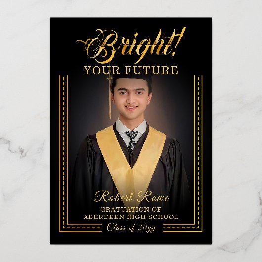 金のタッチ あなたの未来を輝かせよう。 箔招待状 (正面)