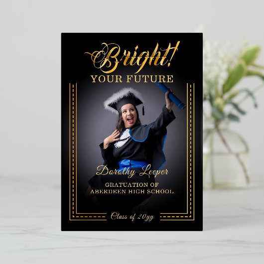 金のタッチ あなたの未来を輝かせよう。 箔招待状 (立ち正面)