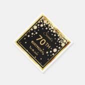 金のダイヤモンドと黒で70歳の誕生日パーティー スタンダードカクテルナプキン (角)