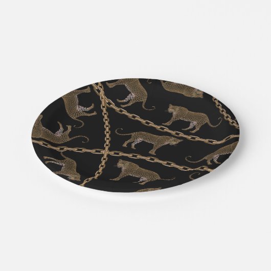 金のチェーングラマーヒョウチータ ペーパープレート (アングル)