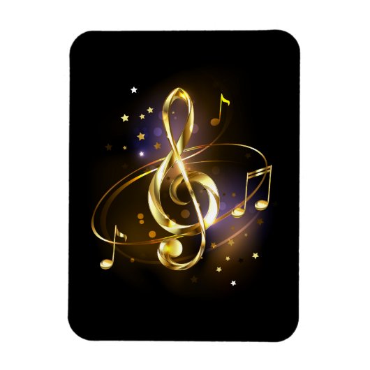 金のト音記号ミュージック マグネット (縦)