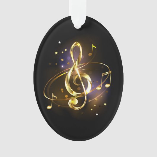 金のト音記号 ミュージック オーナメント (正面)