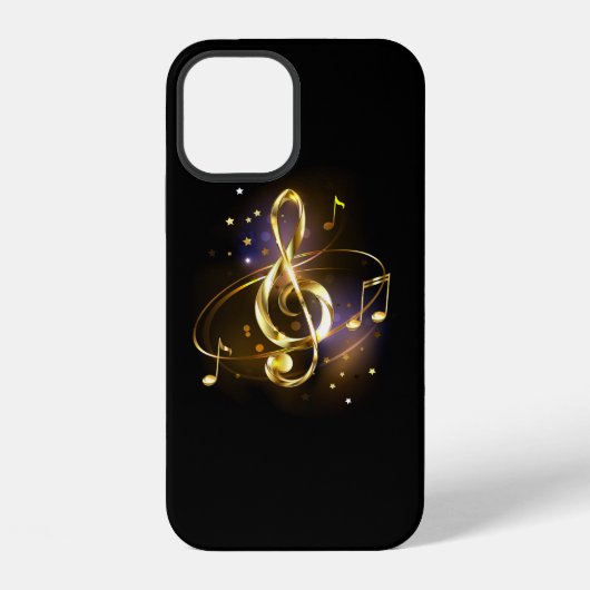 金のト音記号 ミュージック iPhoneケース (裏面)