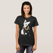 金のネックレスをつけたブルドッグ Tシャツ (正面フル)