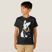 金のネックレスをつけたブルドッグ Tシャツ (正面フル)