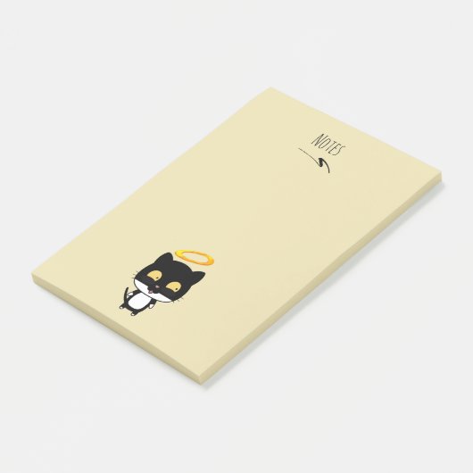 金のハローのかわいい漫画スケッチの黒猫 ポストイット (アングル)