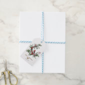 金のハート、リース 赤いカーディナル クリスマス ギフトタグ (より糸付き)