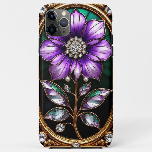 金のフレームのフラワーデザイン Case-Mate iPhoneケース (裏面)