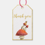 金のホイ縁どル、マッシュルームとビーチ、ベビーシャワー ギフトタグ (正面)