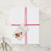 金のホイ縁どル、マッシュルームとビーチ、ベビーシャワー ギフトタグ (より糸付き)