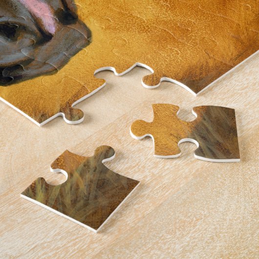 金のマネを持つ四分の絵を描馬 ジグソーパズル (側面)