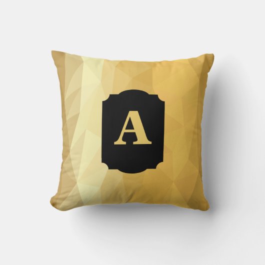 金のメタリックブラックモノグラパーソナライズされたム クッション (正面)