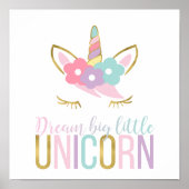 金のユニコーンの顔 女の子の部屋 ポスター (正面)