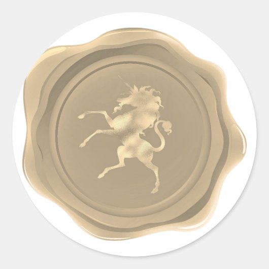 金のユニコーンフェイクワックスシール ラウンドシール (正面)