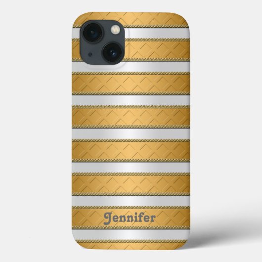 金のリボンストライプのオーダーメイドアート Case-Mate iPhoneケース (裏面)