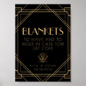 金のヴィンテージと飲み物の看板を保持する ポスター (正面)