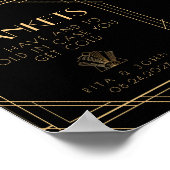 金のヴィンテージと飲み物の看板を保持する ポスター (角)