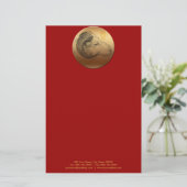 金の中国の羊年または誕生日のステーショナリー 便箋 (スタンド正面)