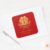 金の二重の喜びの円形の花輪の中国語 スクエアシール (封筒)