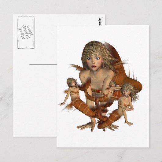 金の人魚はがき ポストカード (正面/裏面)