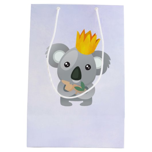 金の冠をかぶったかわいいコアラクマ ミディアムペーパーバッグ (裏面)
