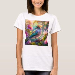 金の冠を持つ緑の頭のフィンチの幻想の鳥 Tシャツ