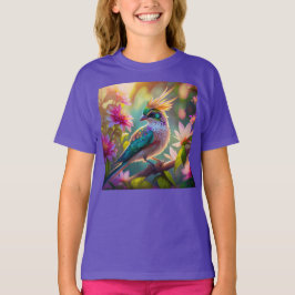 金の冠を持つ緑の頭のフィンチの幻想の鳥 Tシャツ