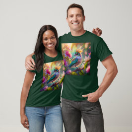 金の冠を持つ緑の頭のフィンチの幻想の鳥 Tシャツ