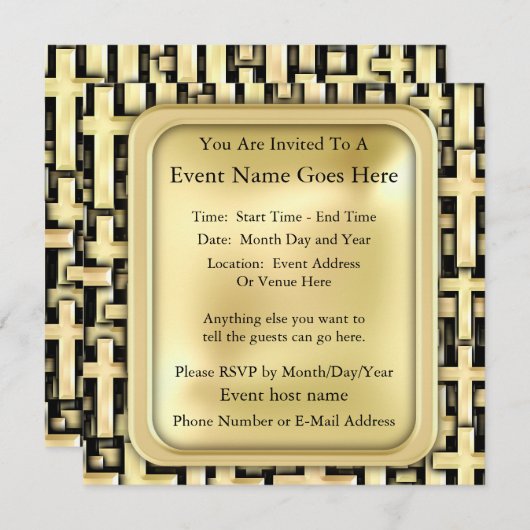 金の十字架 招待状 (正面/裏面)