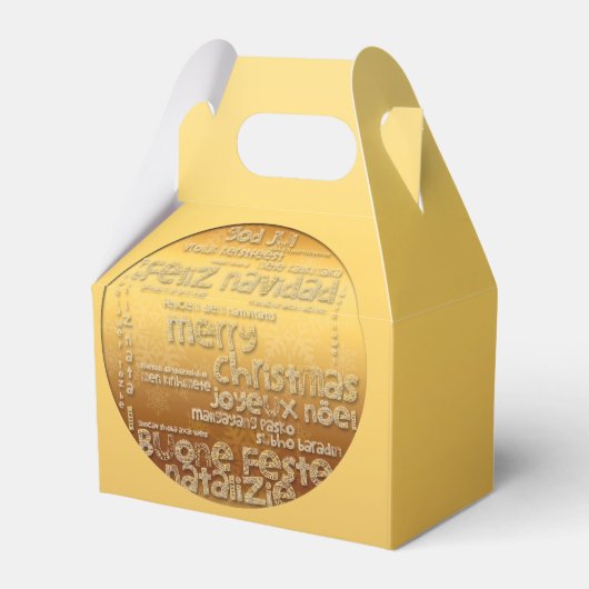 金の国際的聖降誕祭のグリーティング フェイバーボックス (正面サイド)