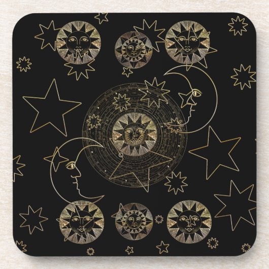 金の太陽の月が天上天文学の芸術を主演 コースター (正面)